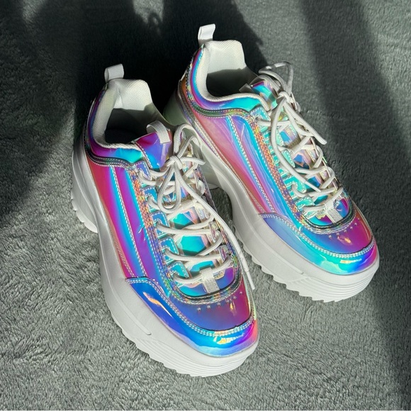 🌷Dolls Kill x Berness Holographic Platform Sneakers - Picture 4 of 9